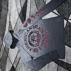 AMERICAN FIGHTER OMBRE METALLIC RED LOGO  HOODIE LONG-SLEEVE TEE-SHIRT